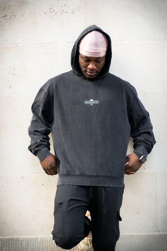 Black Acid washed Oversized Hoodie